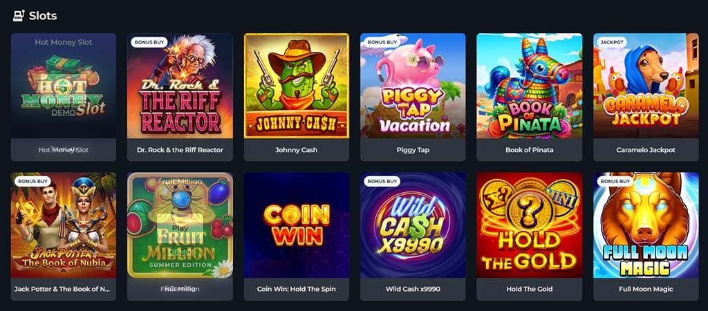 Slot selection, Winsane Casino, casino games