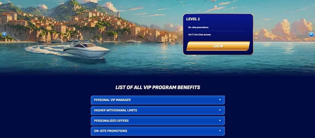 Wonaco Casino, VIP Rewards, level