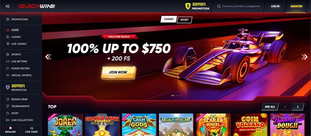 quickwin casino, online casino, homepage, online gambling